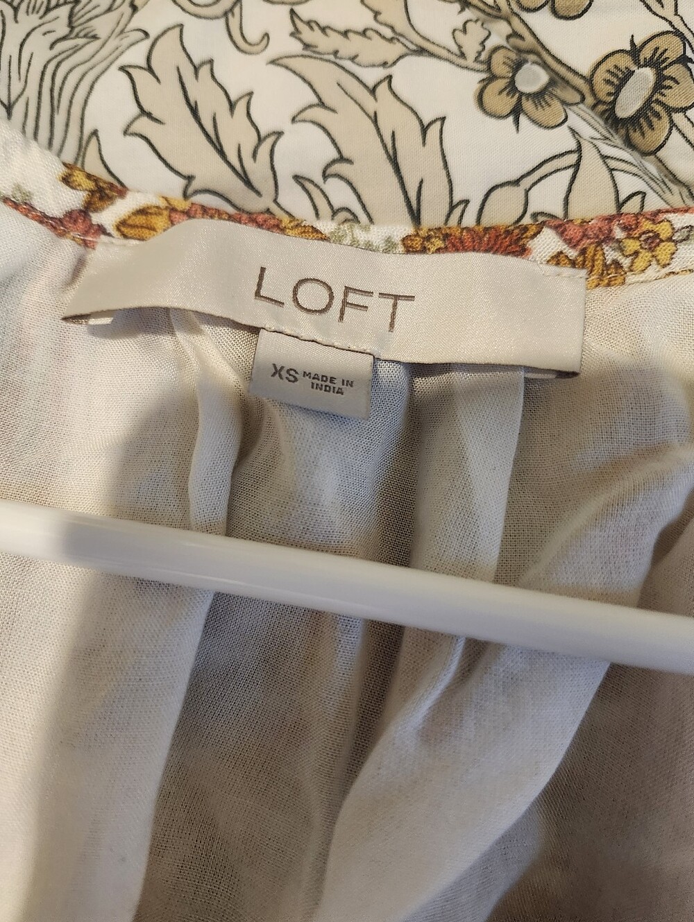 LOFT Floral Stripe Tie-Waist Midi Dress in Cream and Rust - Picture 5 of 5